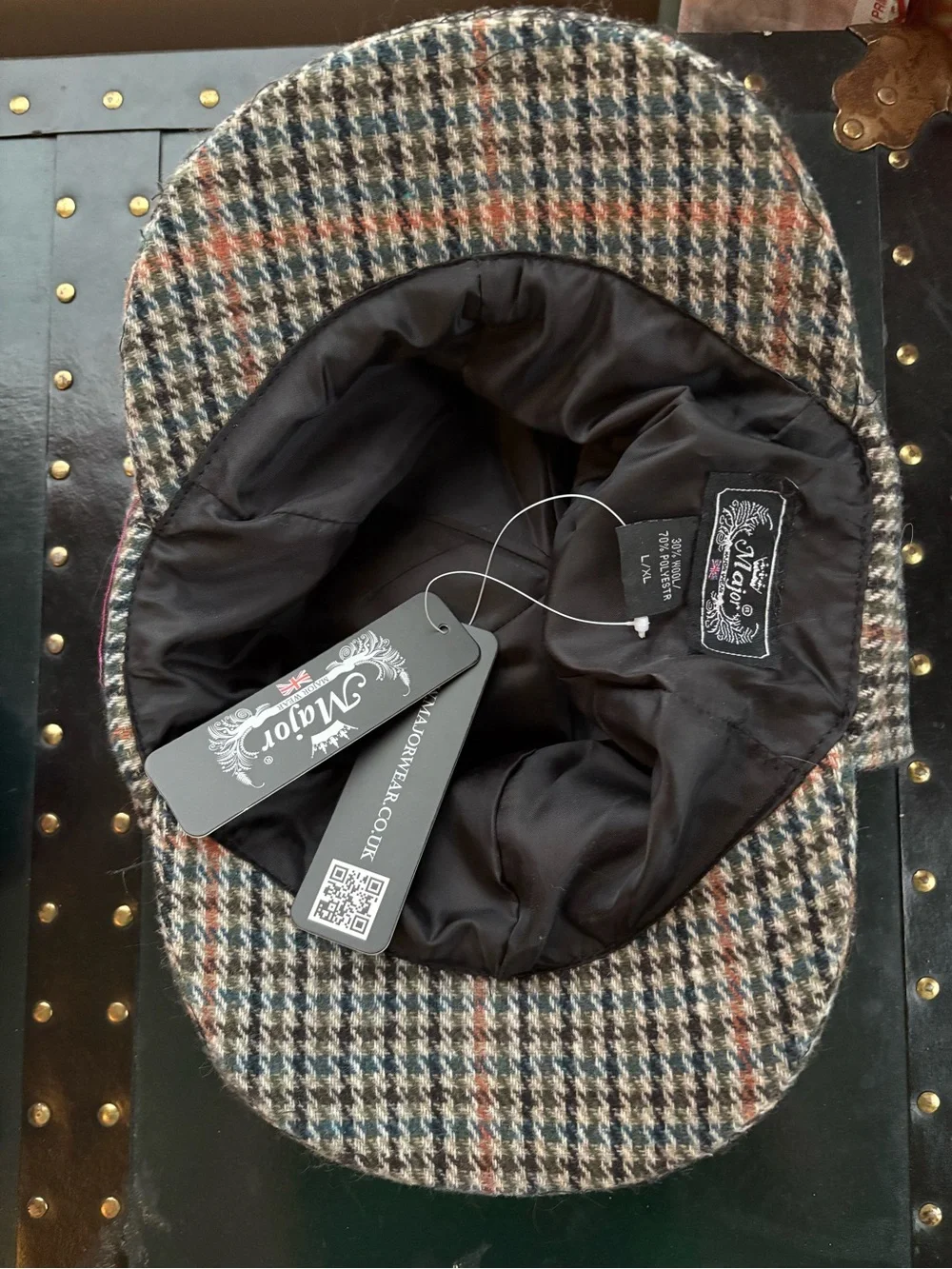 Plaid Newsboy Cap with Black Ribbon Accent